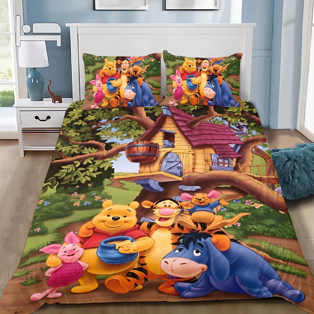 Winnie the Pooh Duvet Cover Pillowcase Adult Boy Girl Bedding Set Bedroom Decoration Children Gift Single Double Large