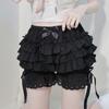AltGoth Mall Goth Lolita Lace Shorts Women Aesthetic Cute Sweet Bow Patchwork Shorts Y2k E-girl Emo Alternative Kawaii Outfits