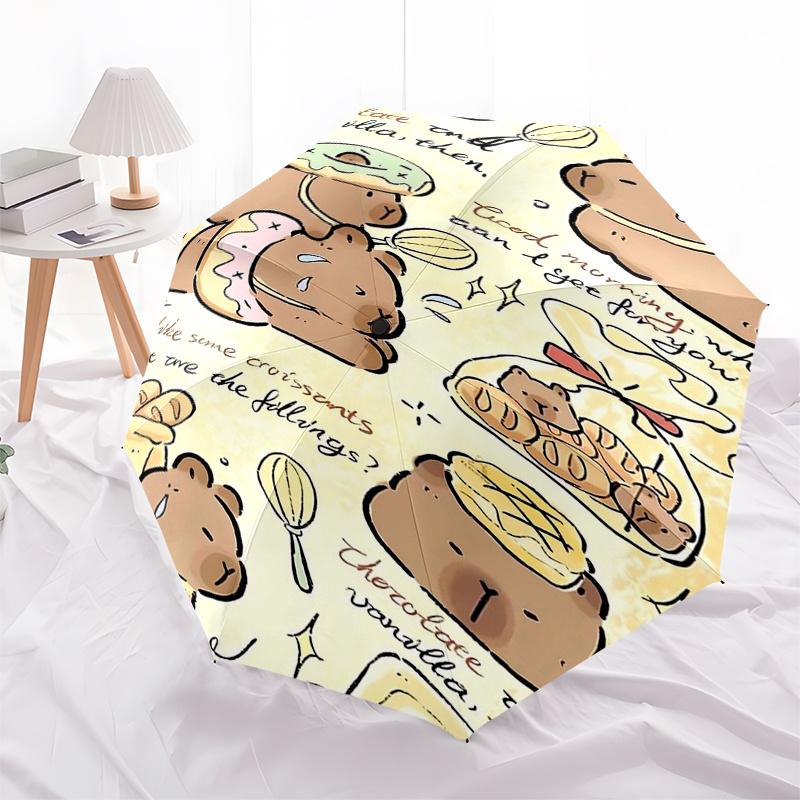 Capybara Themed Travel Umbrella-8 Ribs Automatic Opening and Closing, Portable Folding Design, Compact and Stylish Umbrella Suitable for Out
