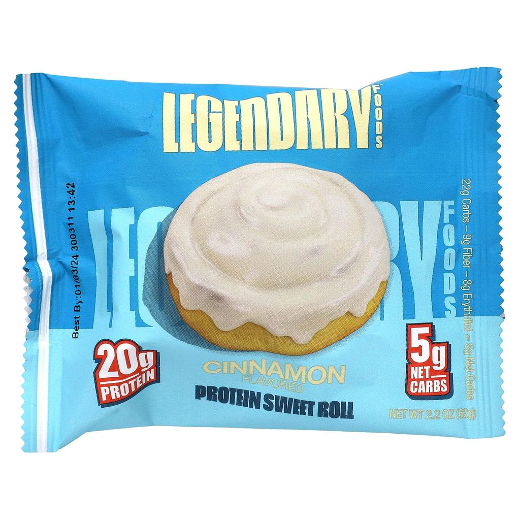 Legendary Foods Protein Sweet Rolls, Cinnamon, 8 Packs, 2.2 Oz (63 G) Each