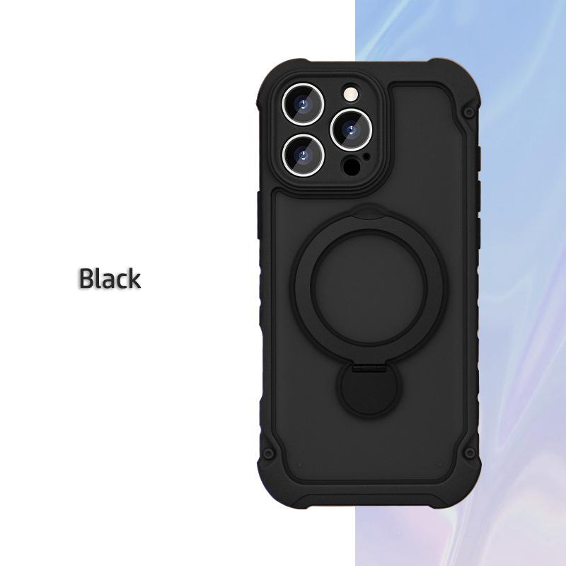 Для iPhone 11 12 13 14 15 16 Pro Max Plus Чехол Magsafe Подушка безопасности Военная защита Вращение на 360° Металлическая подставка Мягкое покрытие