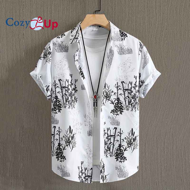 Гавайская рубашка с бамбуковым узором, мужская повседневная рубашка с короткими рукавами и принтом по всей длине для летнего пляжного курорта