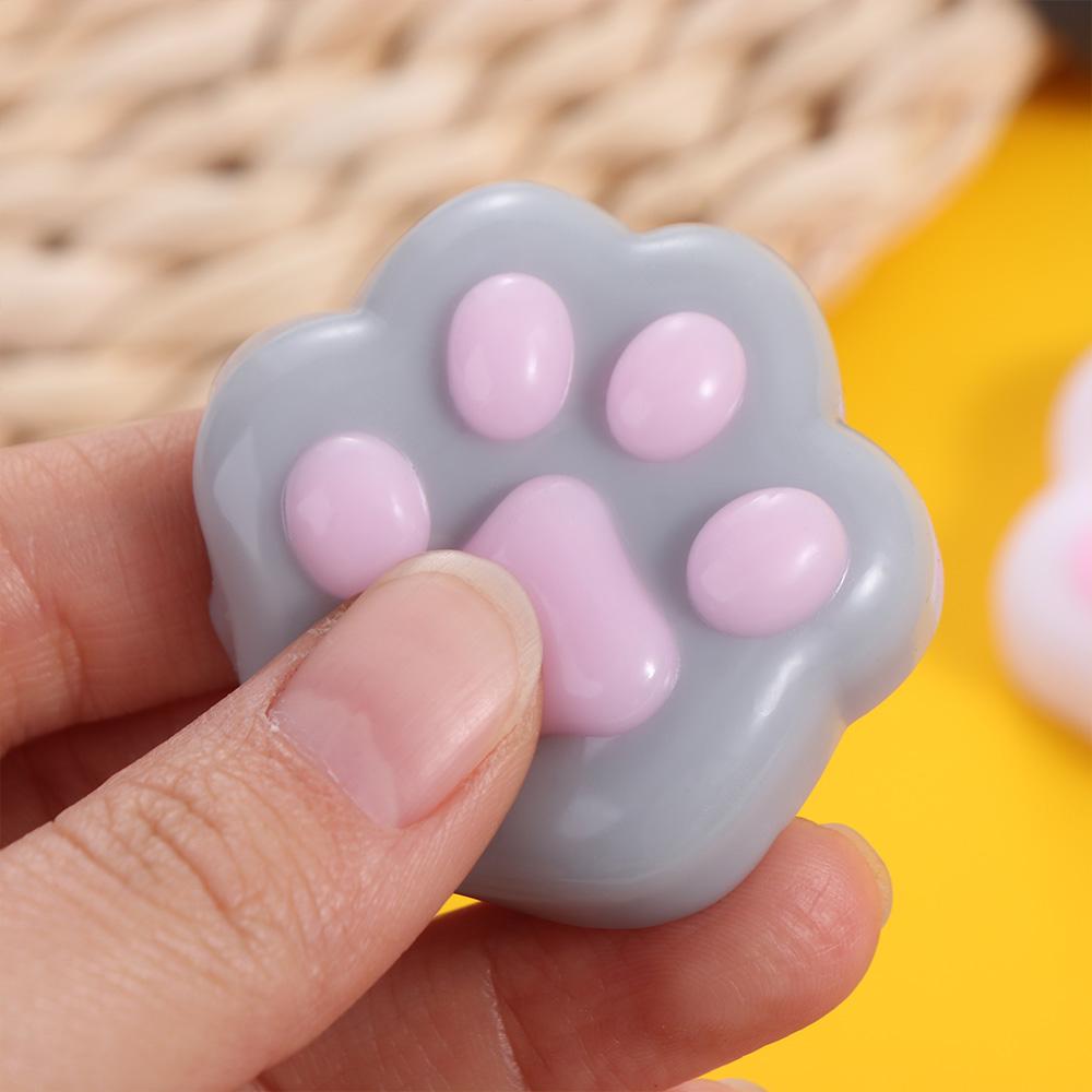 TPR Cartoon Fidget Toy Silicone Pinch Decompression Toy Mini Cat Paw Squeeze Toy  Kids Tricky Doll