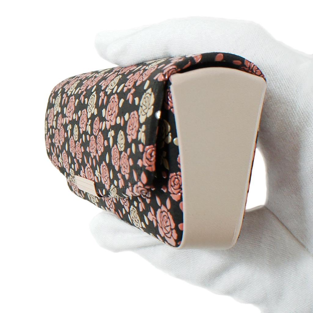 Inden Glasses Case Deerskin Kaguwa Rose Petite Black X White Pink Lacquer 8407 [Indenya]