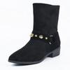 Fashion Fashion Pointed Toe Ladies Shoes 2024 Comfortable and Versatile Black Suede Women's Mid Calf Boot Casual Large Size Square Heels