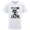 Men High Quality Tshirt Cotton Blend Funny Cool Cat Printed Casual Short Sleeve Male Top