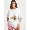 Oversized T-Shirt Black Coffee And Pancakes Print Casual Everyday Wear