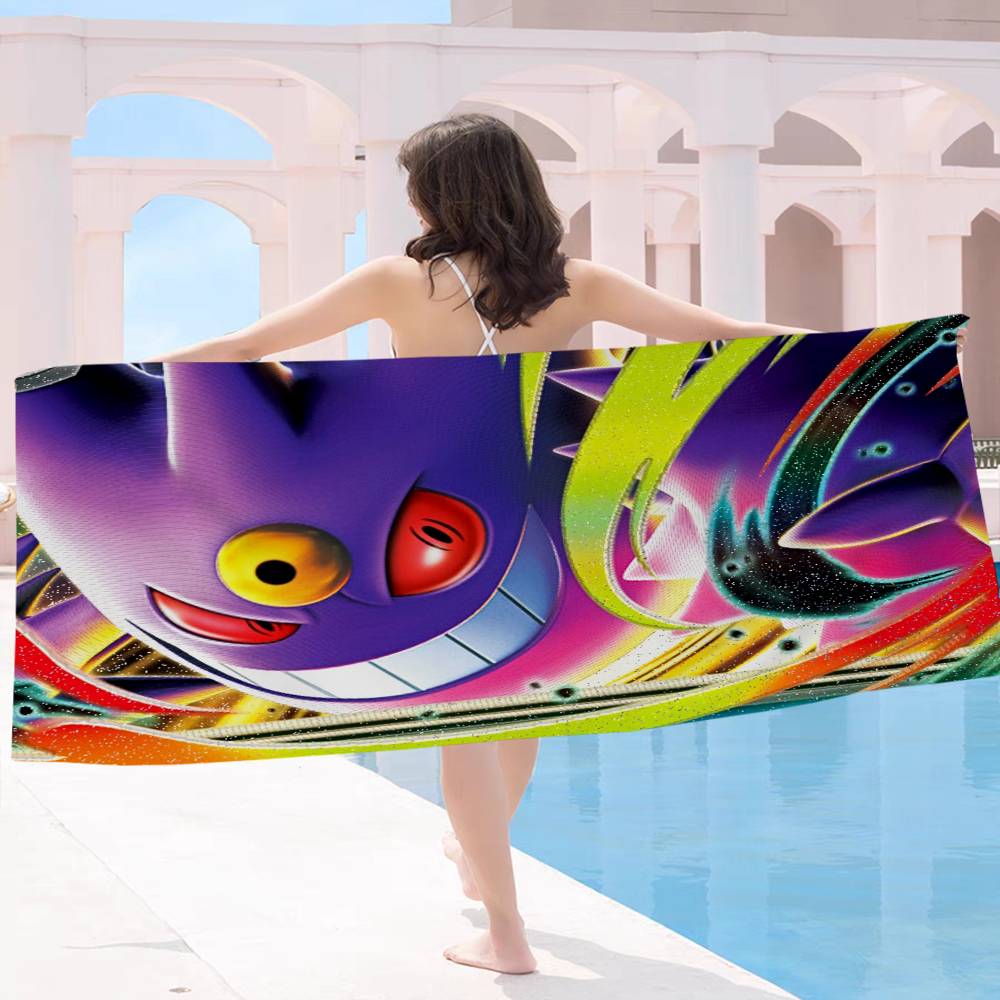 Purple Japan Anime G-gengar Big Microfiber Beach Towels Quick Dry Towel Sand Beach Towels Pool Towel for Travel Swim Pool Yoga