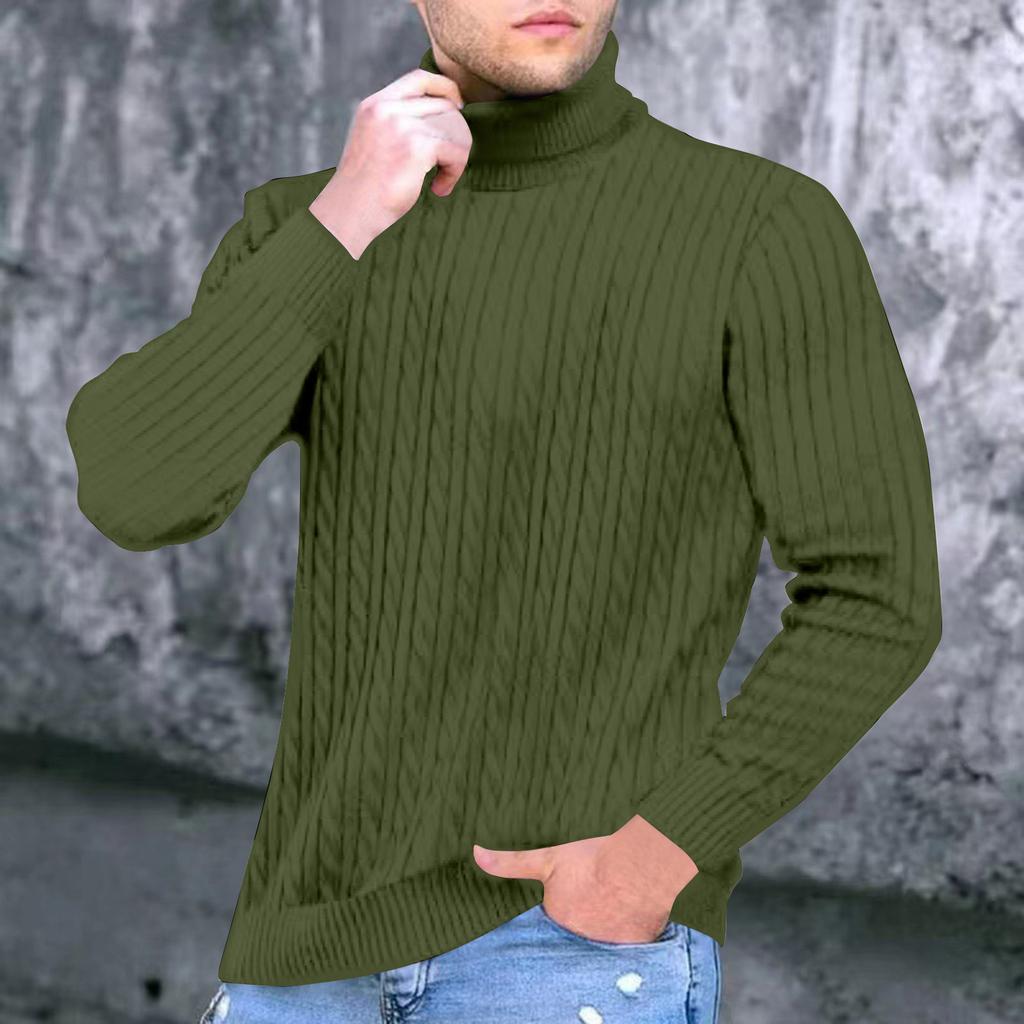 Men's Turtleneck Sweater Men's Casual Fashion Textured Pullover Bottoming Sweater