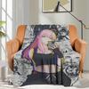 Anime Flannel Blanket Sofa Chainsaw Man Microfiber Bedding Bed Fleece Camping Warm Winter King Size Fluffy Soft Blankets