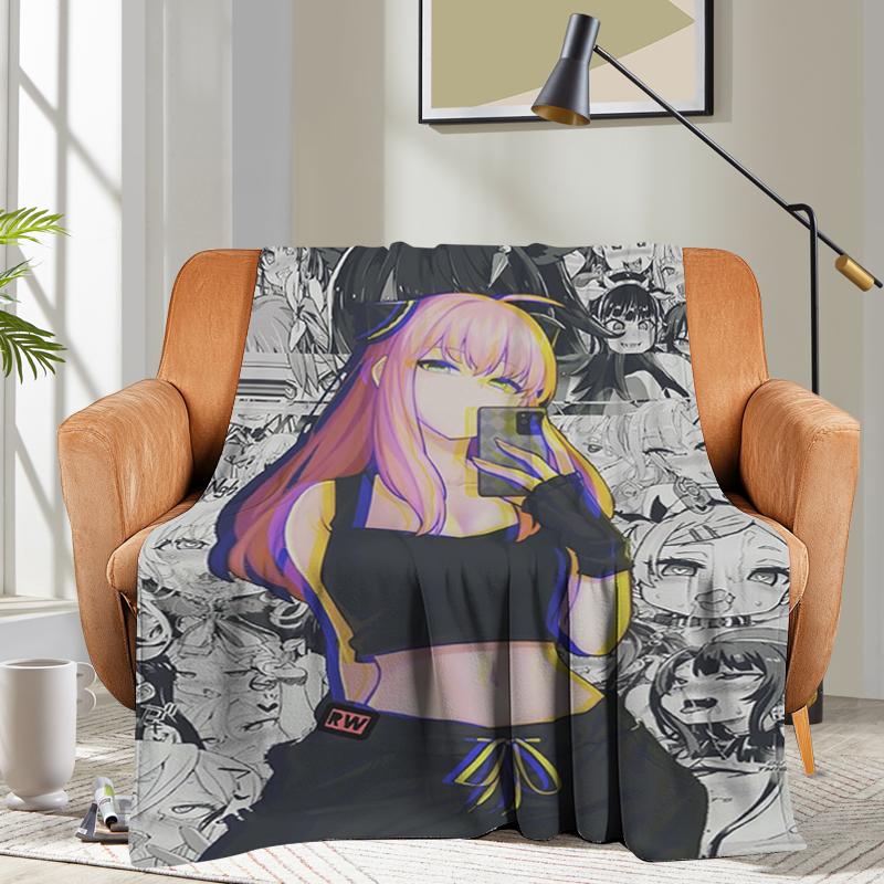 Anime Flannel Blanket Sofa Chainsaw Man Microfiber Bedding Bed Fleece Camping Warm Winter King Size Fluffy Soft Blankets