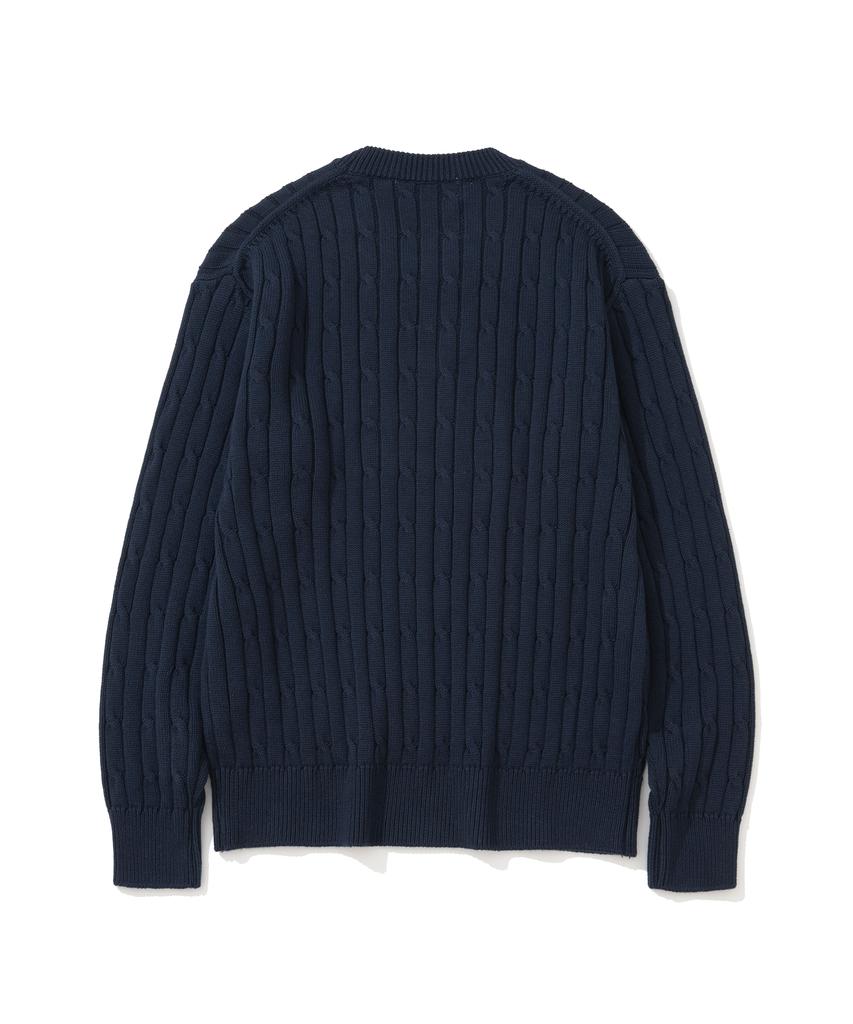 KNITTED [Nitied X Fashion Planet] Cable Round Knit Navy