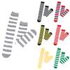 Women Striped Knee-high Socks Colorful Stretchy Knee-length Socks Ribbed Leg Warmers for Costume Party Street Daily Wear