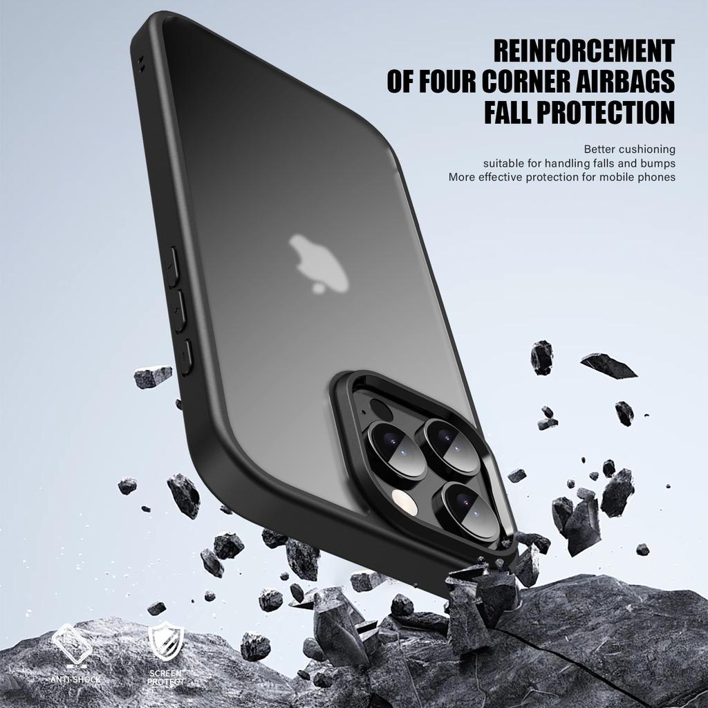 KEYSION Прозрачный противоударный чехол для iPhone 16 Pro Max Прозрачный матовый мягкий силиконовый + задняя крышка для телефона из ПК для iPhone 16 15 Pro Max