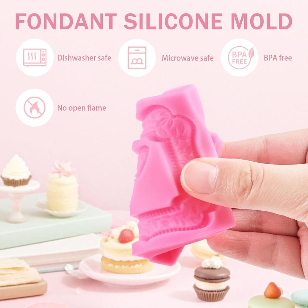 6 PCS Photo Frame Silicone Molds Frame Chocolate Silicone Molds Vintage Style Picture Frame Moulds for Cake Decorating Cupcake Topper Chocolate Candy