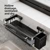 Aluminum Alloy Wall Mount Dishcloth Storage Rack With Removable Drip Tray For Kitchen Organization