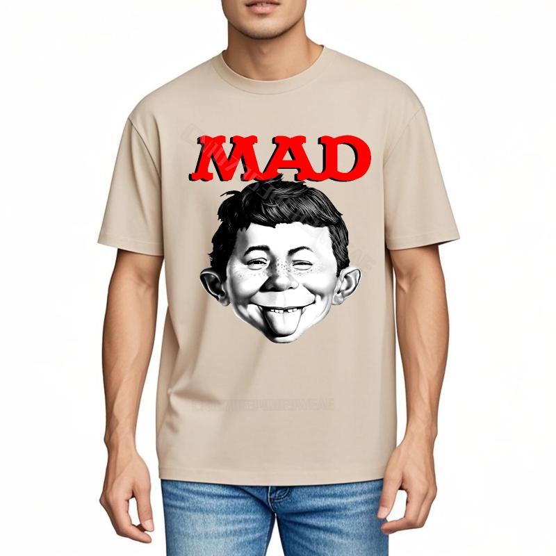 Teeshirt Breathable New Teeshirts Mad Magazine Character On Black Cotton Plus Size Tshirt Trendy Relaxed Fit Tshirt Casual