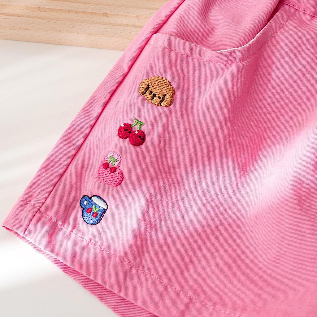 Летние повседневные брюки для девочек, корейские мультяшные шорты с вышивкой, милые шорты для девочек, летние брюки