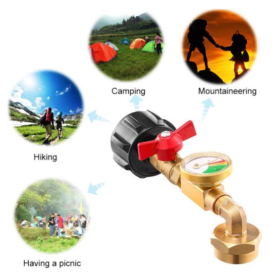 Адаптер для заправки бензобака с клапаном и манометром. Взрывозащищенный латунный клапан для заправки газа. Конвертер бензобака для баллона.