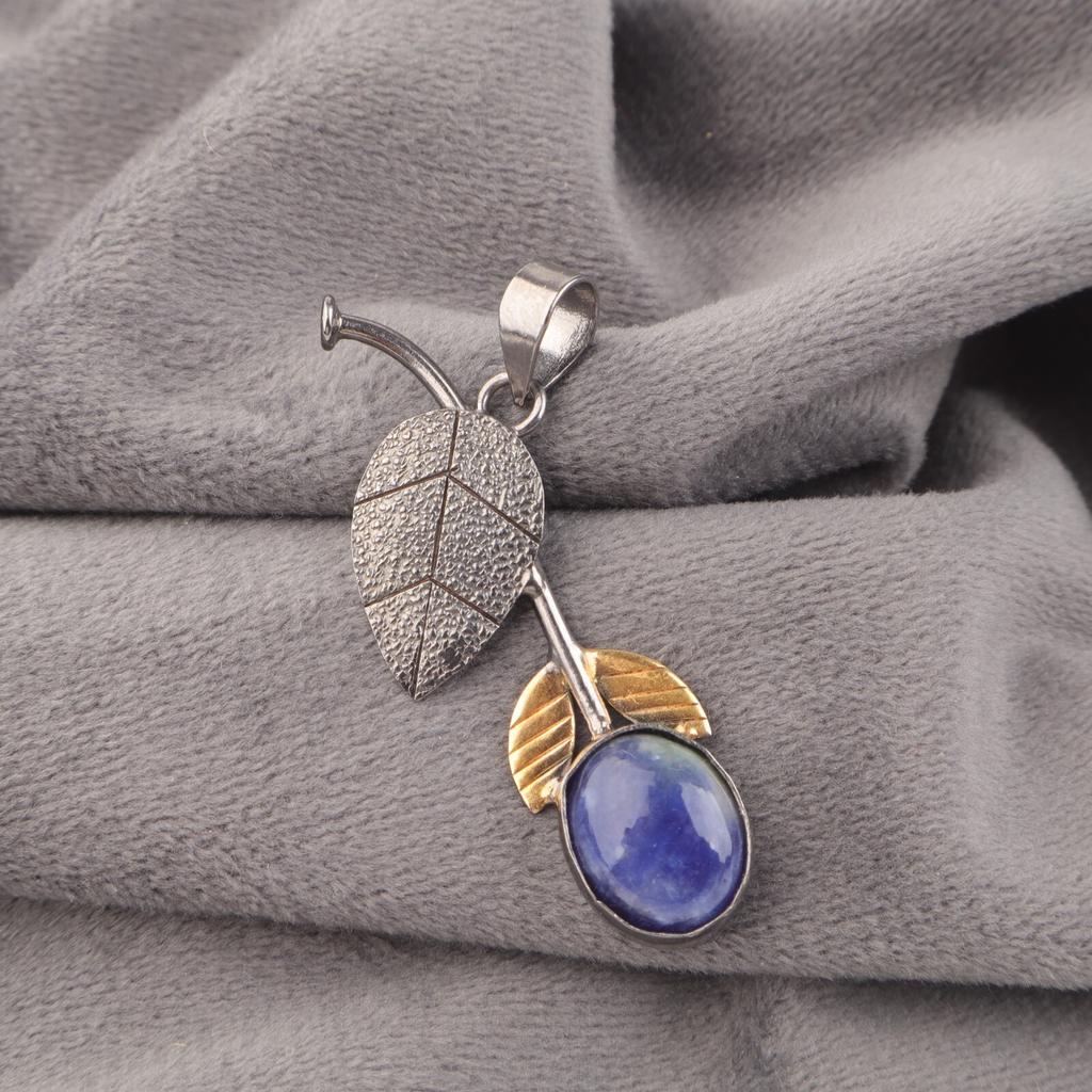 Natural Sodalite Gemstone Pendant 925 Stamped Silver Handcrafted Jewelry For Her PP-55-36