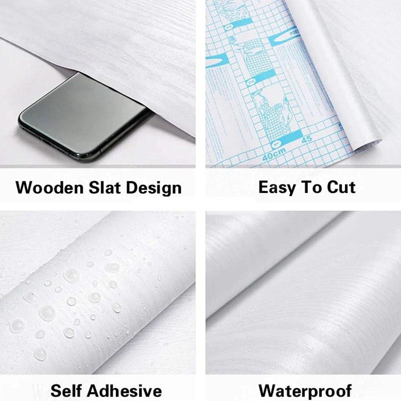 45см белый под дерево ПВХ наклейка на стену водонепроницаемая для кухни шкафа мебели декоративные обои стол шкаф самоклеящаяся