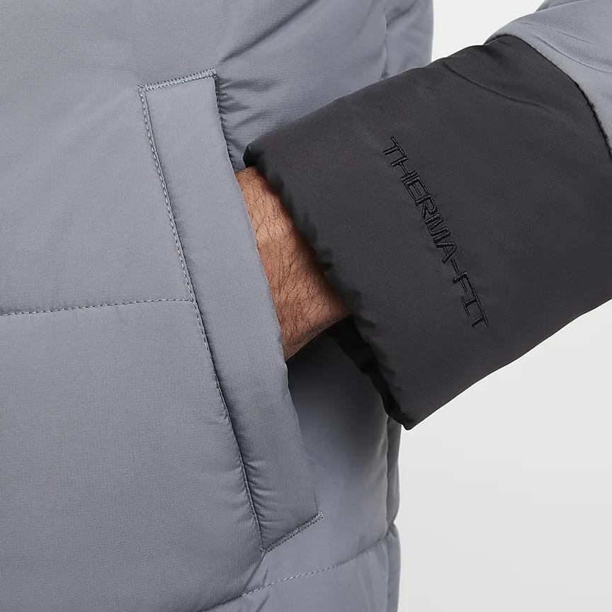 Nike Воздушная удобная повседневная теплая куртка мужская куртка угольно-черный холодно-серый белый HM0198-060