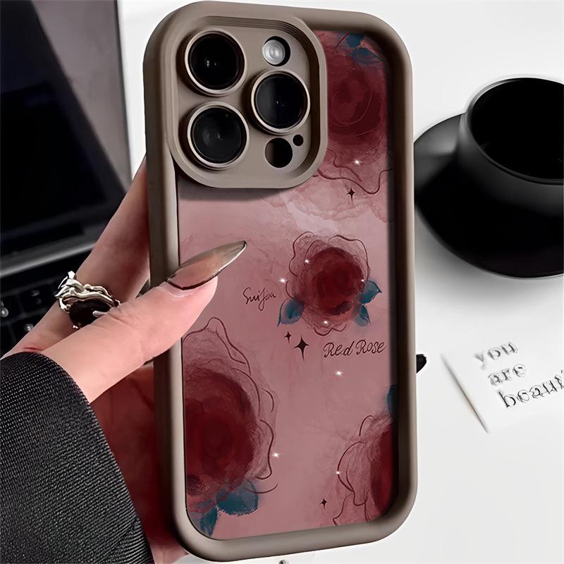 Креативный силиконовый чехол для телефона Vintage Rose Art Flower для iPhone 15 14 13 11 12 Pro Max X XS Max 7 8 Plus XR SE SE2022, женский противоударный мягкий чехол