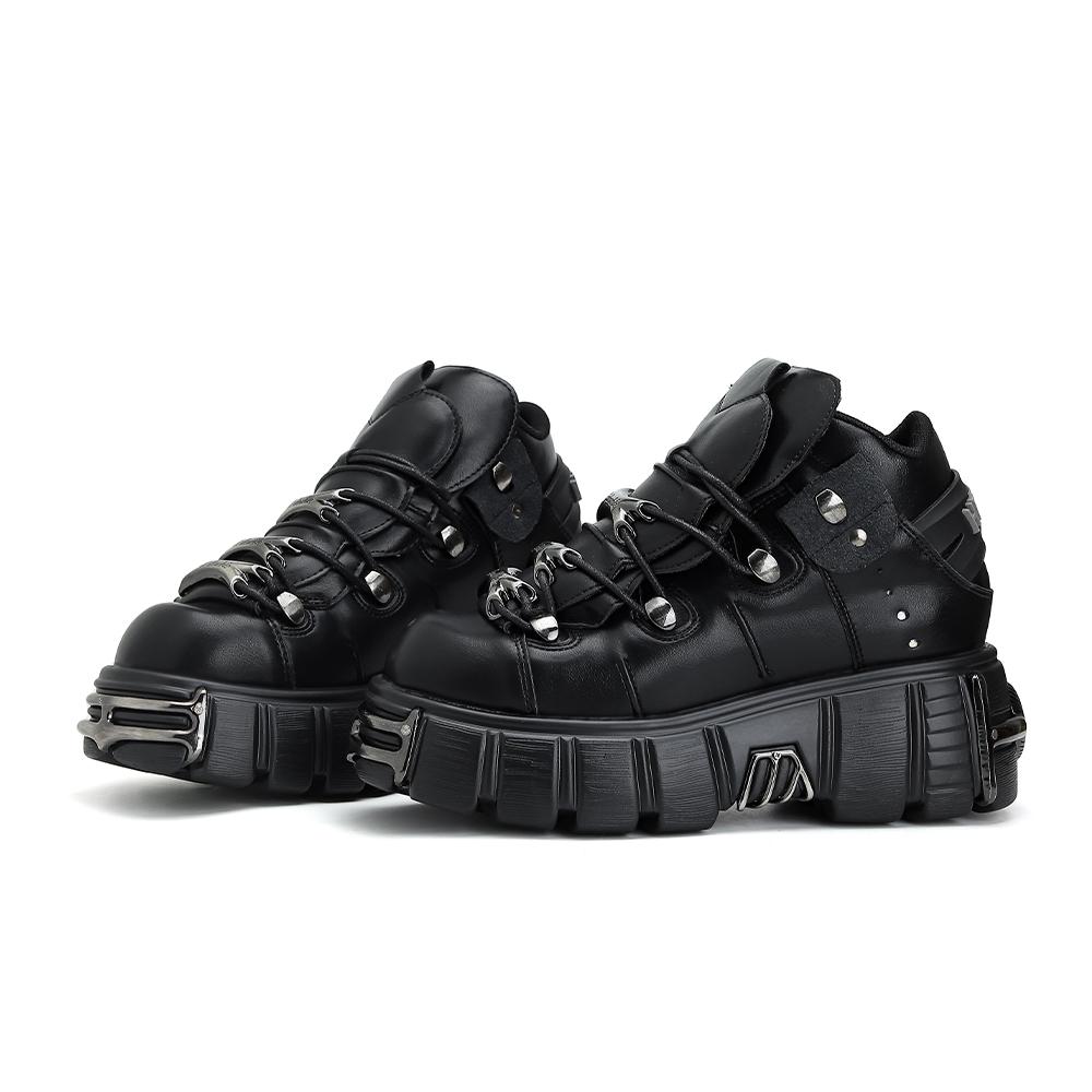 U-DOUBLE Бренд Панк Стиль Женская Обувь На шнуровке Высота каблука 6 см Обувь на платформе Женские Готические Ботильоны Металлический декор Женские Кроссовки