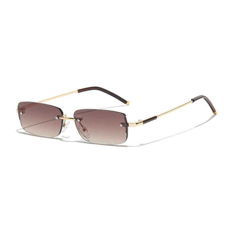 Stylish senior sense frameless small frame sunglasses female Internet celebrities ins street photography trend UV protection sunglasses male