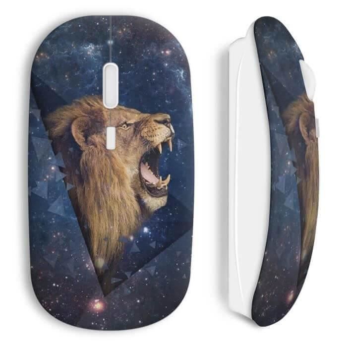 Souris sans Fil - Design Galaxy - Compatible Mac et PC - Clé USB Wi-Fi - Blanc - Sans fil