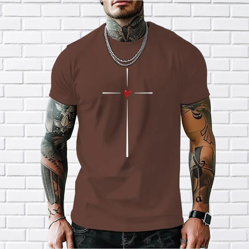 Новая летняя мужская модная футболка с принтом Personality Cross Love, мужская футболка, топ