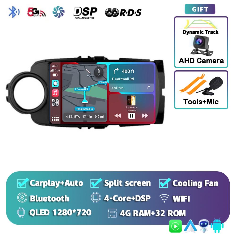 Android 14 Carplay Auto Автомагнитола для Toyota Yaris 2012 2013 2014 2015 2016 2017 GPS Мультимедийный плеер Стерео WIFI+4G видео DSP