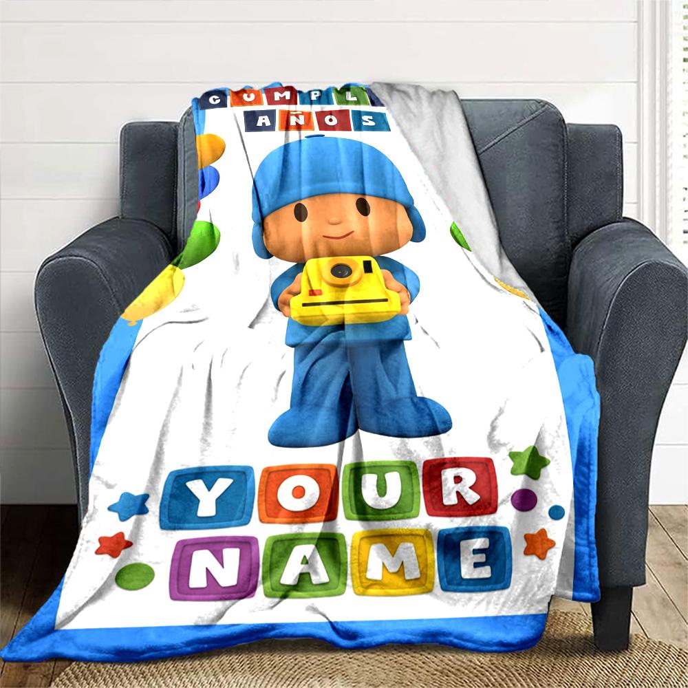 Pocoyo Personalized Name Blanket Throw Customizable Blanket Warmthful Decor Throw For Livingroom Bedding Sofa Office Chair for All Occasions
