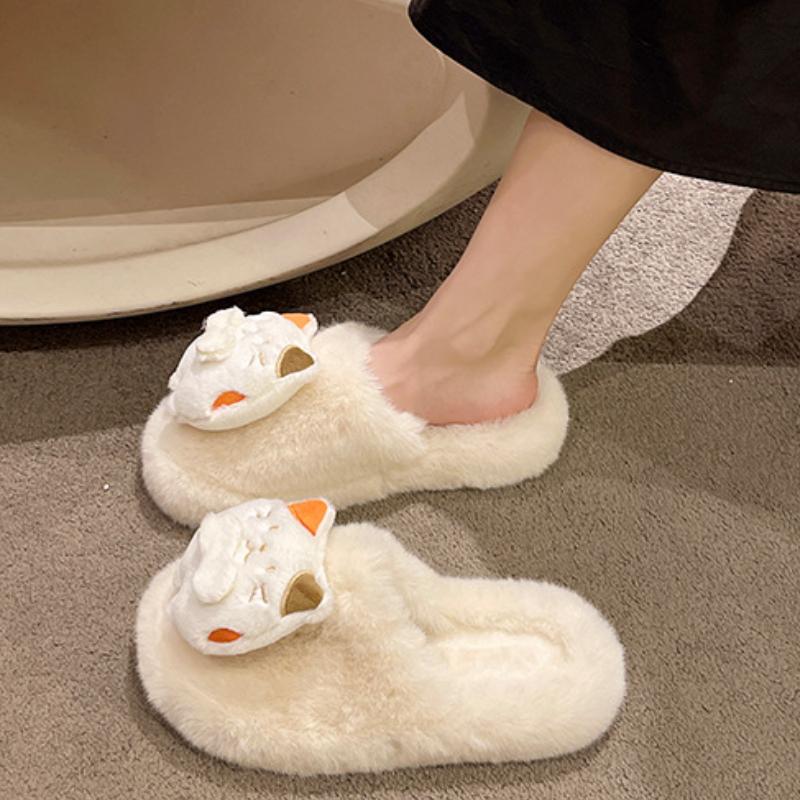 Новые мягкие плюшевые симпатичные тапочки на платформе Baotou, женские хлопковые теплые повседневные домашние тапочки 2024