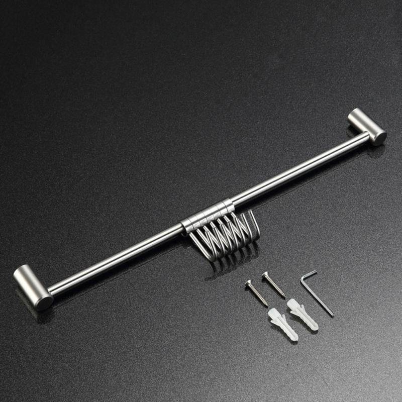 Stainless Steel Wall Mount Pot Pan Hanging Rack Kitchen Straight Bar Utensil Cookware with Sliding Hooks