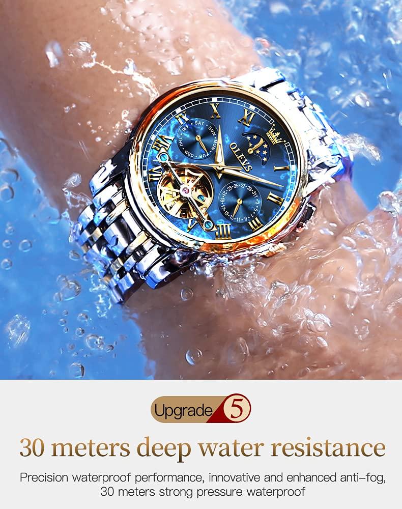 OLEVS Automatic Hand Day Hand Job Skeleton Dial Men's Watch, Stylish, Mechanical, Watch, Father's Gift, Popular, Business, Luminous, Cool, Watch,