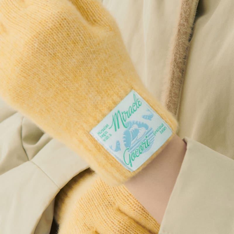 GOCORI КОРОТКИЕ ВЯЗАНЫЕ ПЕРЧАТКИ - ЖЕЛТЫЕ Шерстяные вязаные перчатки