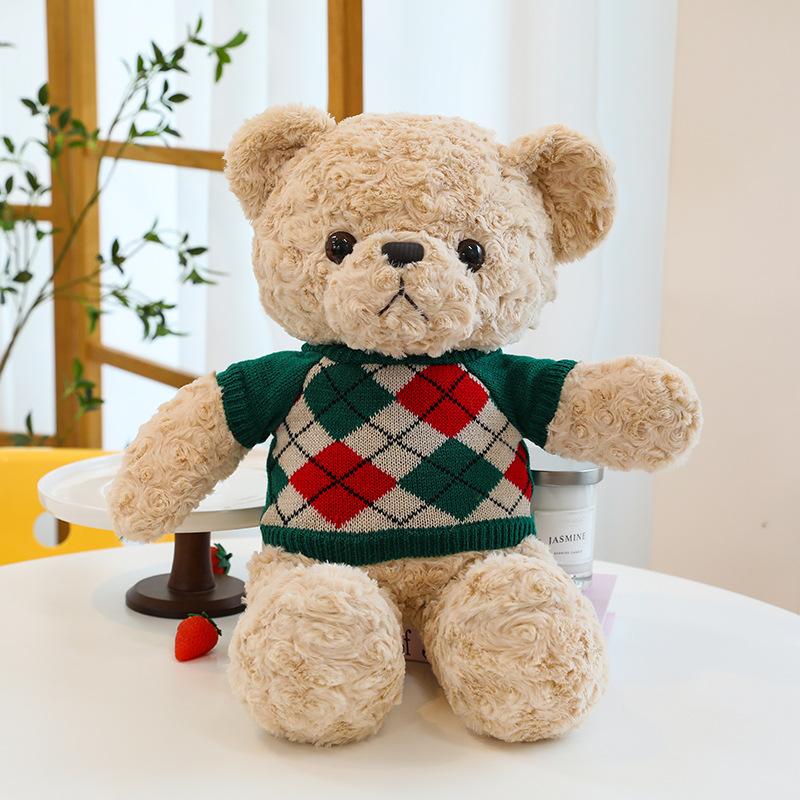 Свитер Плюшевая кукла мишка Большая игрушка для обнимания Успокаивающий мишка Коричневый мишка Подарок на День святого Валентина