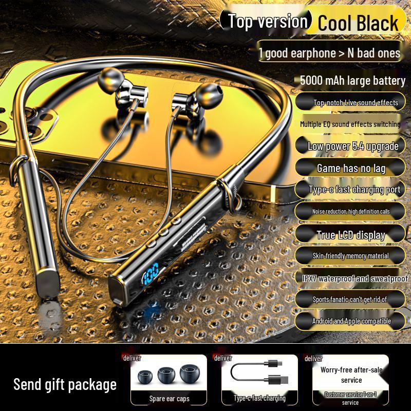 2025 In-Ear Bluetooth Neckband with Long Battery, Noise Cancelling, Waterproof, Heavy Bass for Running & E-Sports