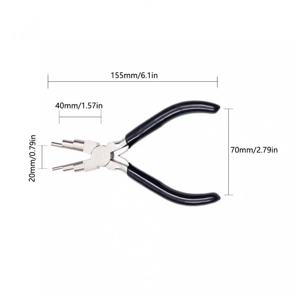 6 In 1 Carbon Steel Round Nose Pliers Hand Tools for Wire Wrapping / Jewelry Making / Loop Making Bail Making Pliers