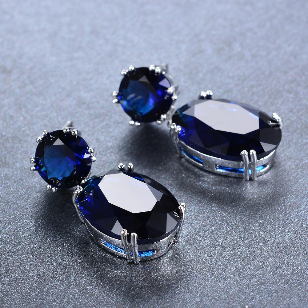 Green sky wish temperament personality women's large zircon earrings women's versatile ear jewelry women's models