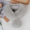 Imitation Fur Winter Scarf with Faux Fur Balls Solid Color Thickened Warm Neck Shawl