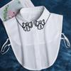 Embroidery Fake Collar Shirt Women White Chiffon False Collars Woman Detachable  Collar For Sweater Removable Half Shirt Tie