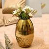 Gold Iron Vase – 11 Inches, Handcrafted Decorative Vase with Hammered Honeycomb Texture, Modern Flower Vase