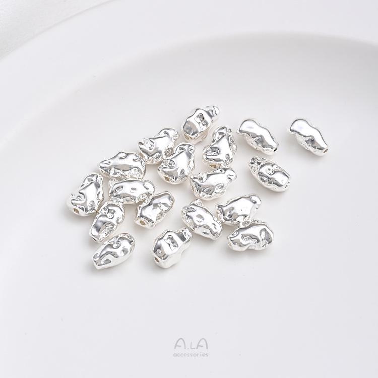 Сохраняющие цвет медные с серебряным покрытием 925 пробы неровные разделительные бусины для жемчужных украшений в стиле барокко своими руками