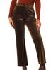 Allegra K Velvet Work Pants, Wide Leg Pants with Pockets, Elastic High Waist, Casual, Women's, Brown, Size XL