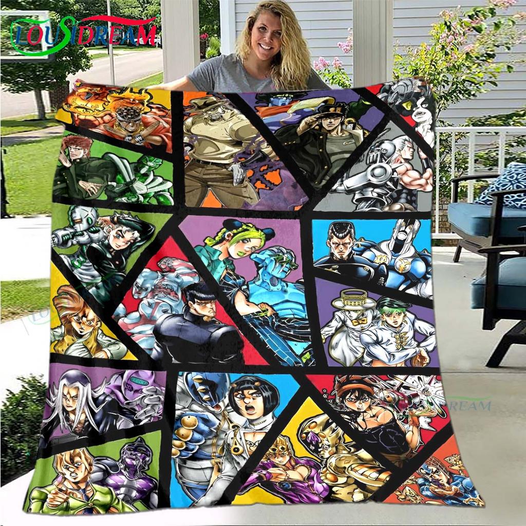 Мультяшный плед J-JoJo's Bizarre Adventure, Фланелевый плед для кровати, дивана, пикника, офиса, похода, отдыха, для сна, подарок на день рождения