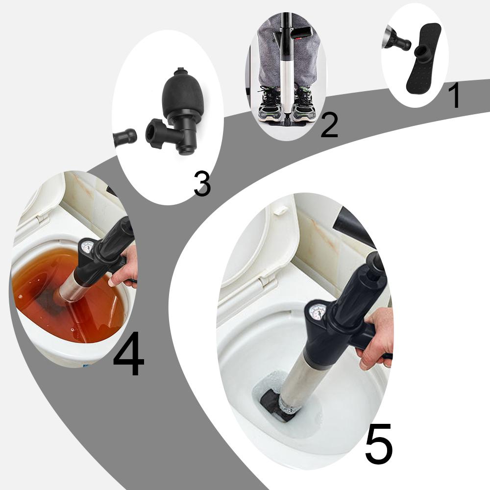 High Pressure Drain Plunger Sewer Pipe Unblocker Air Drain Blaster Cleaning Tool Toilet Plunger for Bath Toilets Bathroom Kitchen Dredge Clog Remover