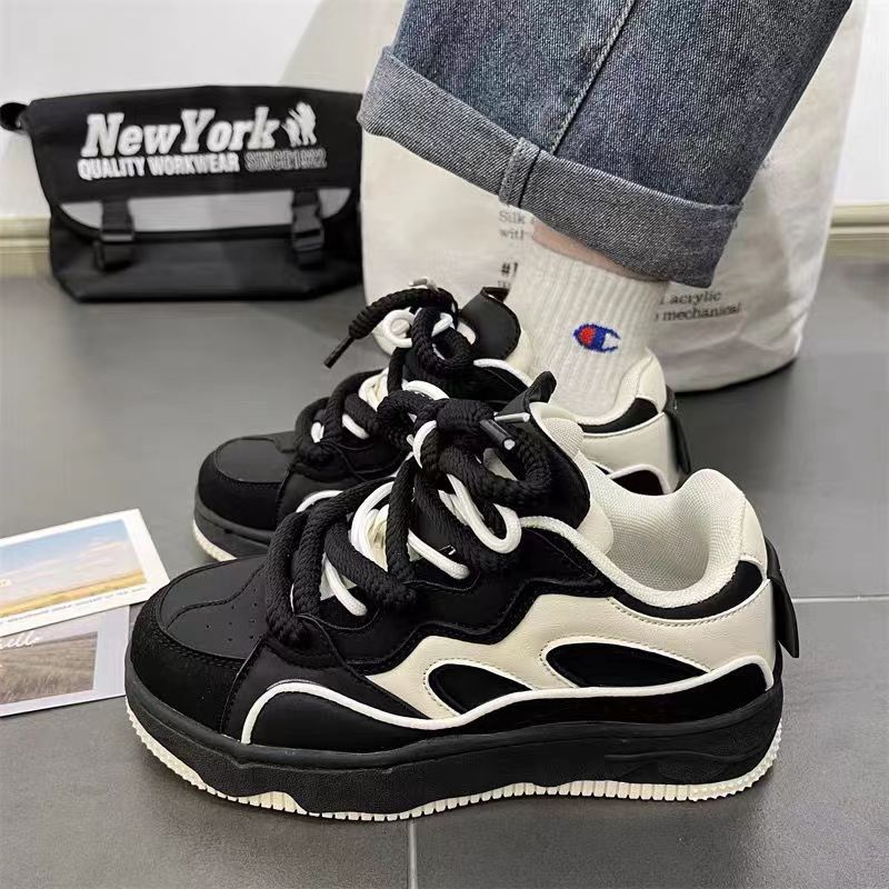 Новые мужские кроссовки, парные, на толстой подошве, легкие, дышащие, для бега, женские черные, ретро, повседневные, для скейтбординга