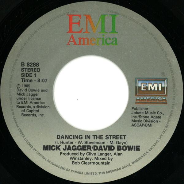 7-дюймовая пластинка DAVID BOWIE MICK JAGGER Дэвид Боуи Мик Джаггер B8288 EMI AMERICA 1985 Канада Рок Б/у